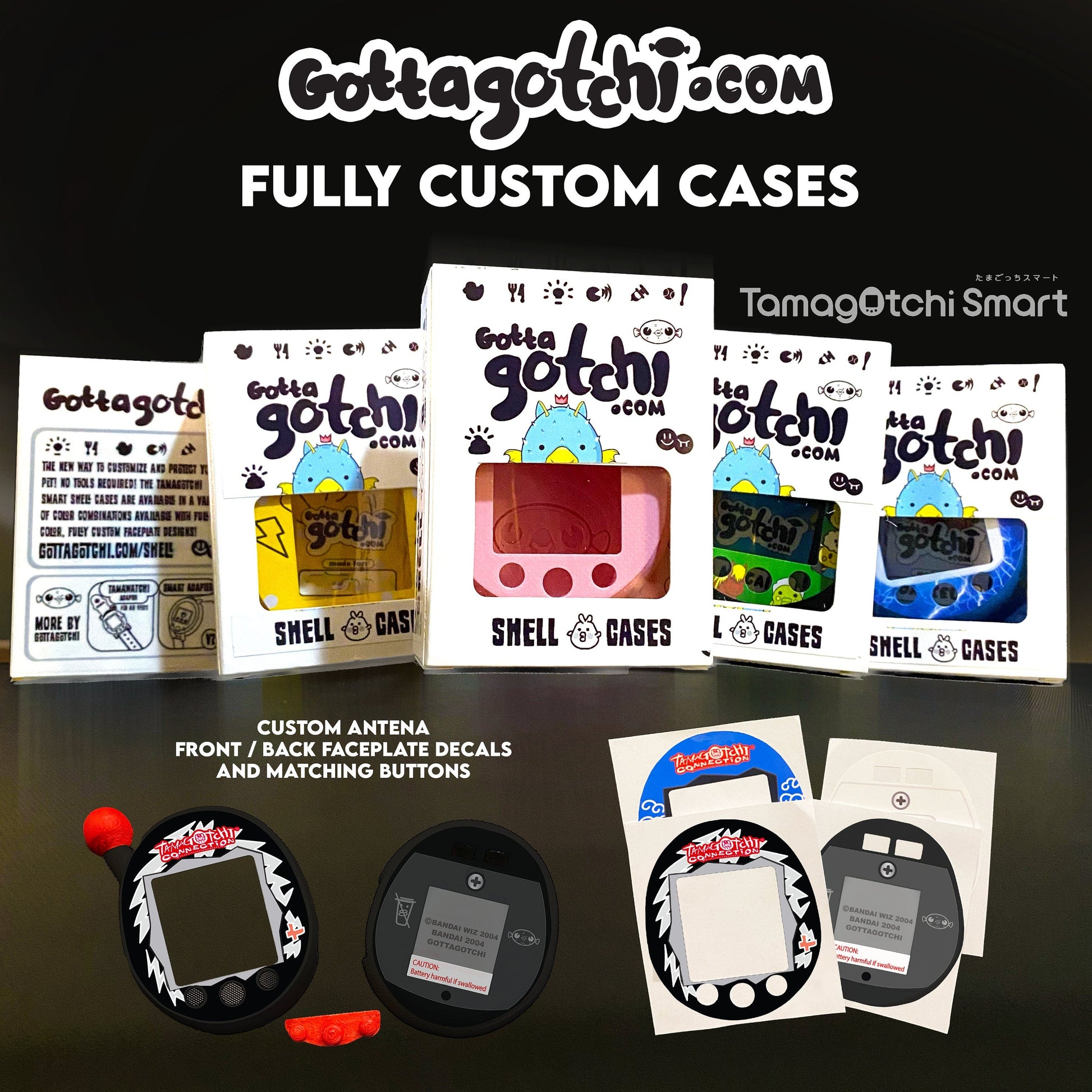 new FULLY CUSTOM full case covers for Tamagotchi Smart - with antenas or extras!